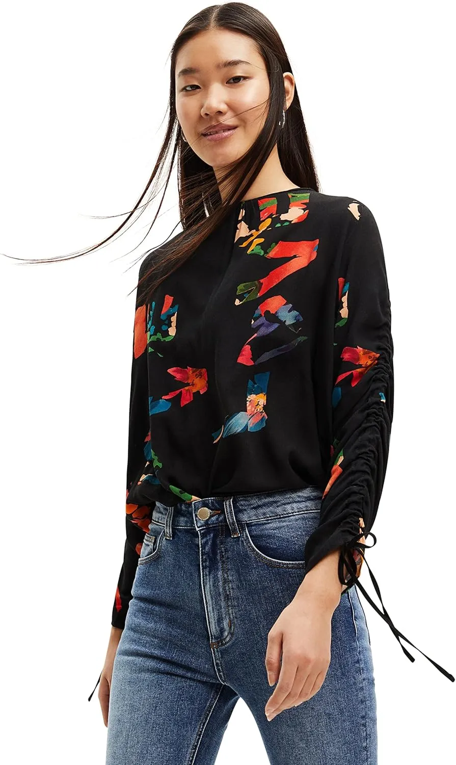 Desigual Damen Bluse - Schwarz, Bunt gemustert 22WWBW112000 GR. M Desigual Damen Bluse - Schwarz, Bunt gemustert 22WWBW112000 GR. M