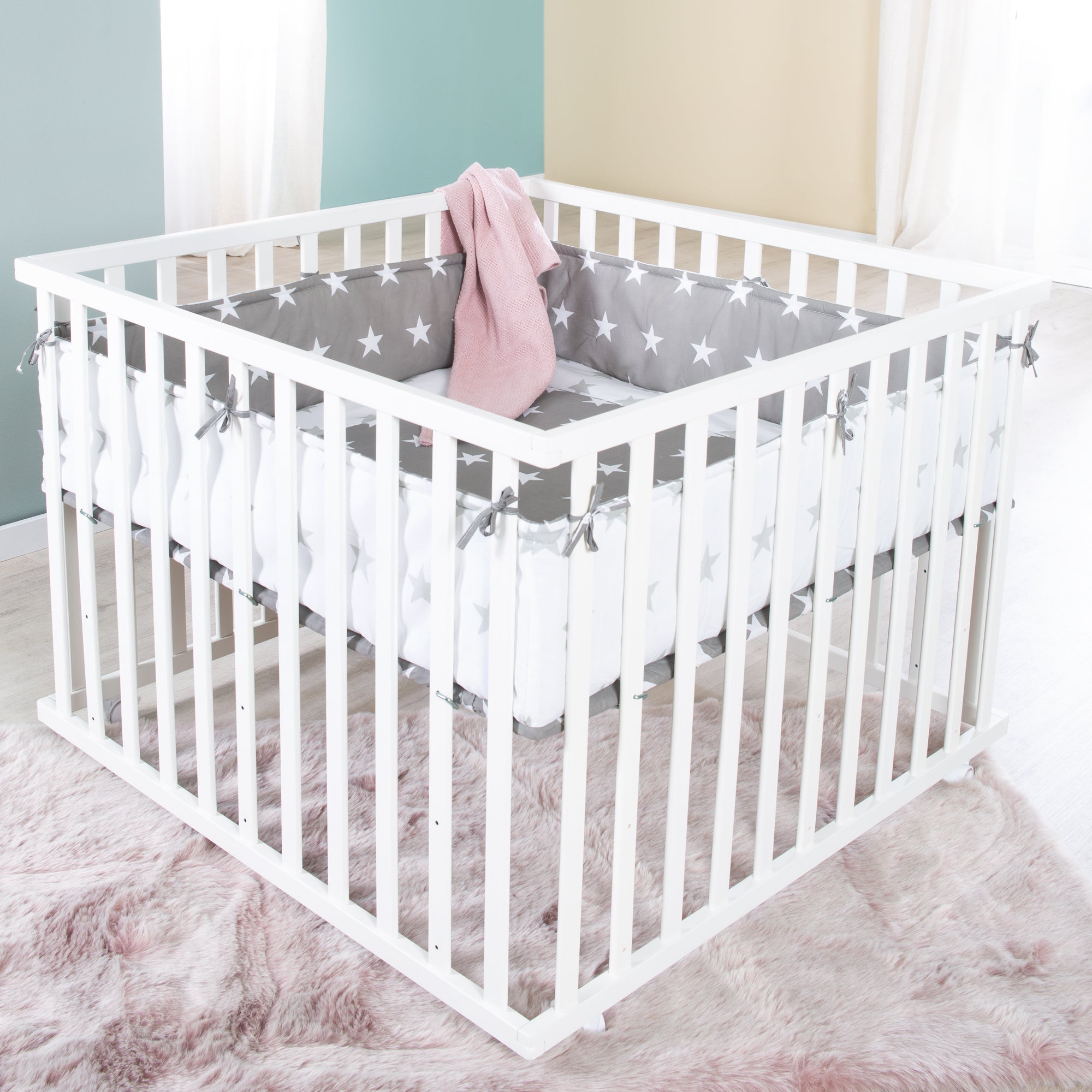 Roba 202300WEV190 Laufgitter 100x100 cm Little Stars weiß - Bild 2 Roba 202300WEV190 Laufgitter 100x100 cm Little Stars weiß - Produktbild 2
