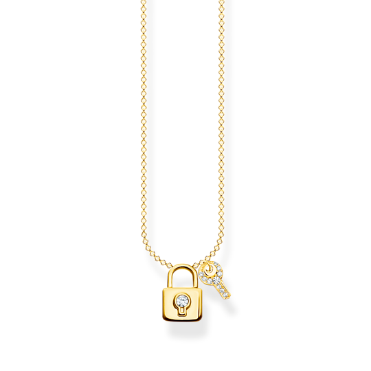 Thomas, Sabo, Kette, Schloss, Mit, Schlüssel, Gold, Länge, 45, Cm, Zubehor, Schmuck, Halskette, Anhänger