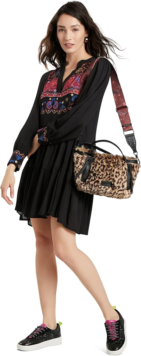 Desigual Damen Kleid „Boho Embroidery“ - Schwarz mit Muster 21WWVW492000 GR. M