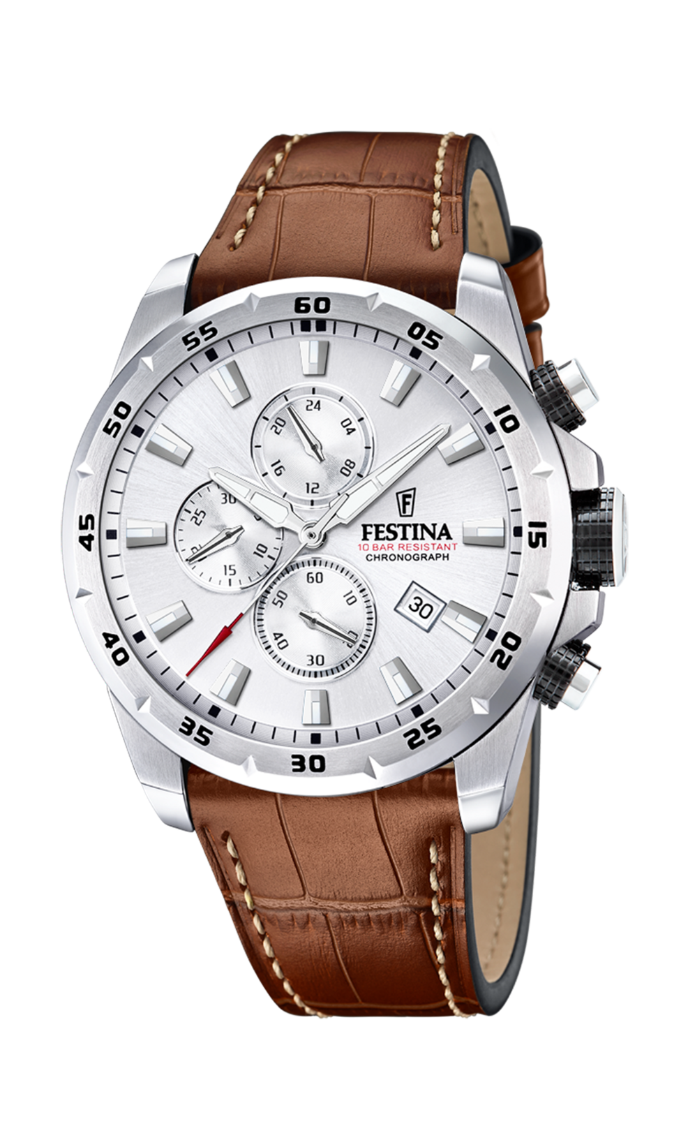 FESTINA Chronograph F20692 1 – Klassische Herren Armbanduhr mit elegantem Lederarmband Armbanduhr, Arm, Körperteil, Person