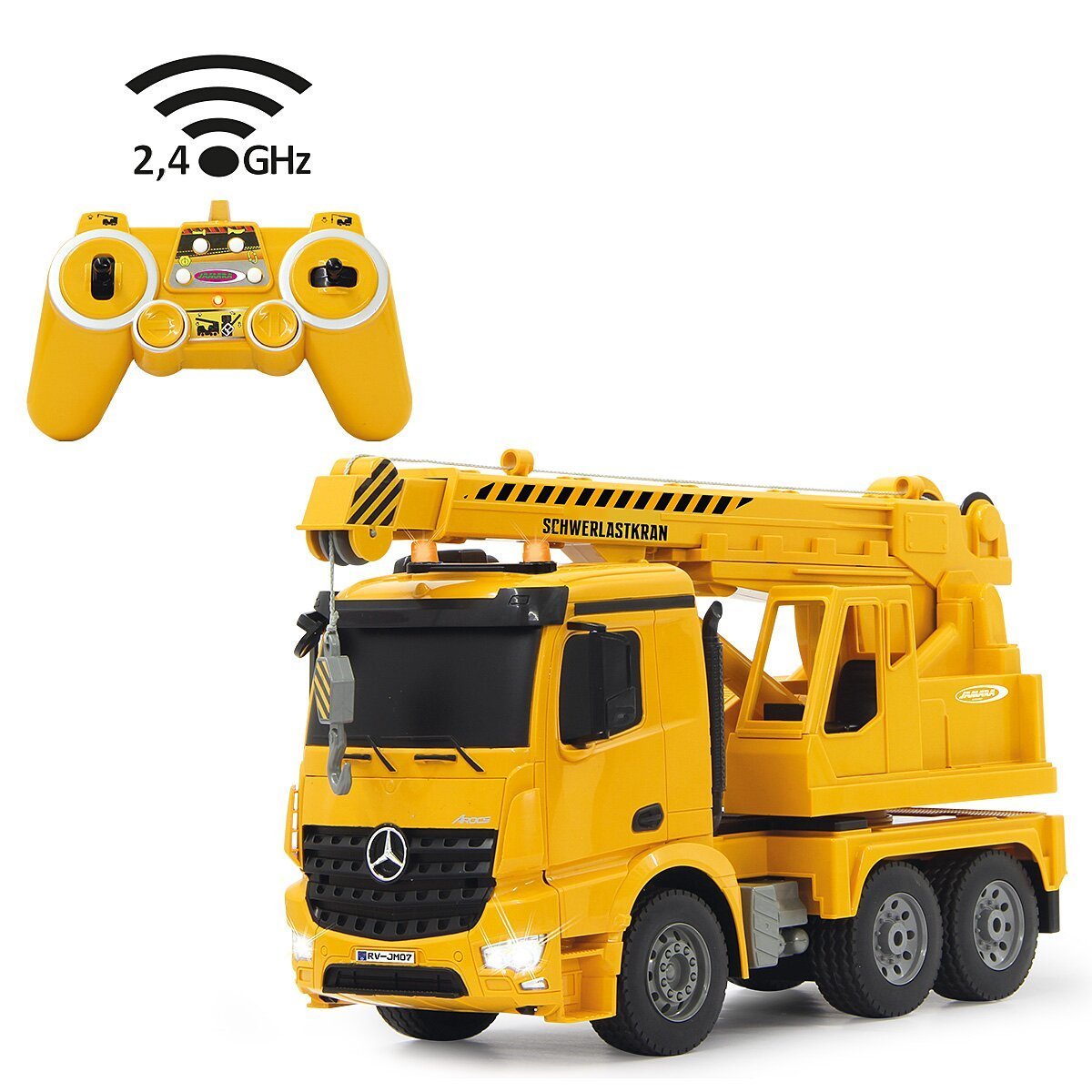 JAMARA Schwerlastkran Mercedes-Benz Arocs 1:20 2,4GHz ab 6 Jahren JAMARA Schwerlastkran Mercedes-Benz Arocs 1:20 2,4GHz ab 6 Jahren