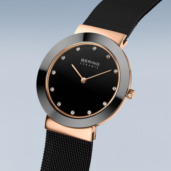 Bering 11435-166 Damenuhr, Milanaise/Keramik, Schwarz