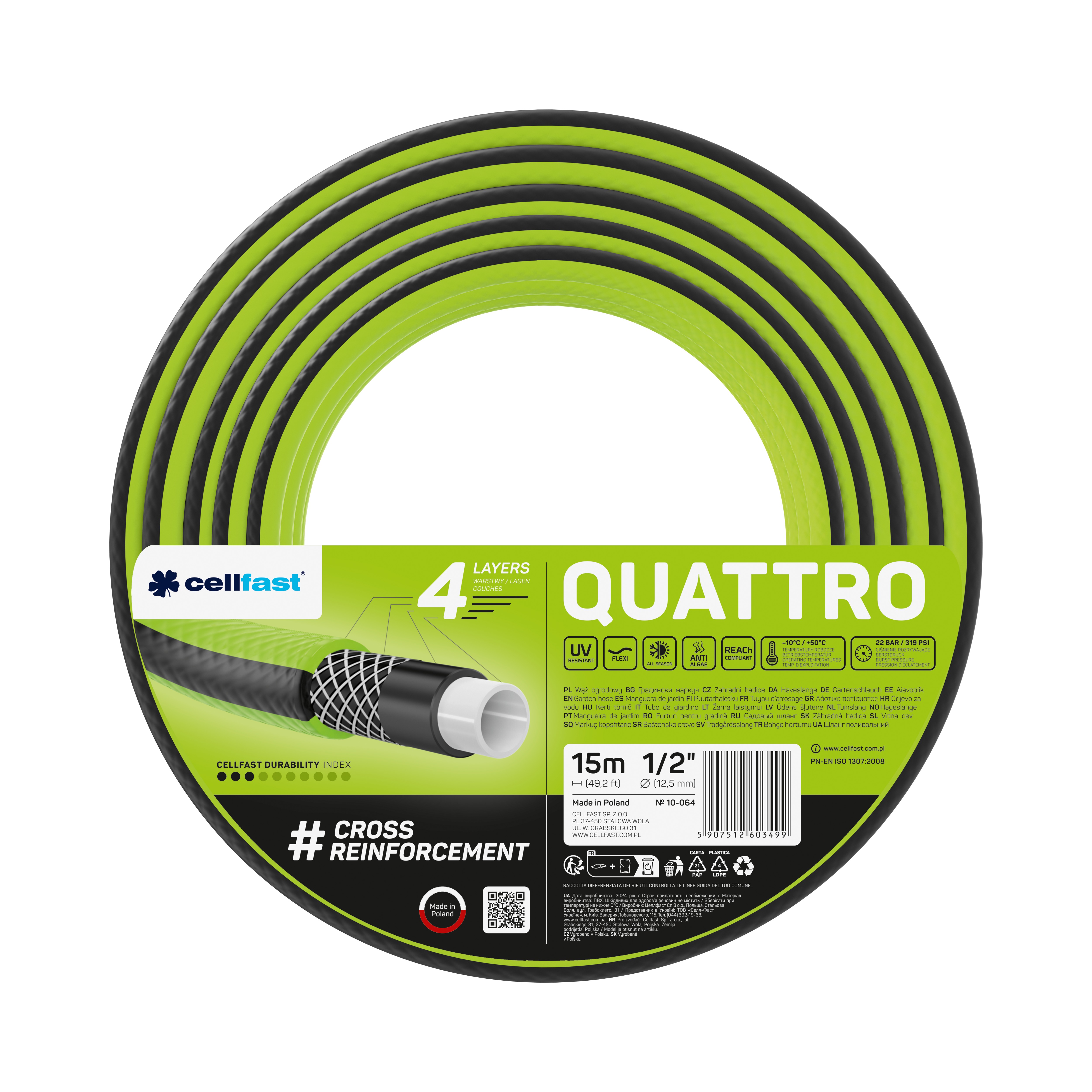 Cellfast 4-lagiger Gartenschlauch QUATTRO 1/2" 15 m Cellfast 4-lagiger Gartenschlauch QUATTRO 1/2" 15 m