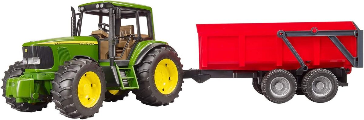 BRUDER 02057 - John Deere 6920 mit Wannenkippanhänger Traktor, Fahrzeug, Bulldozer, Maschine, Rad