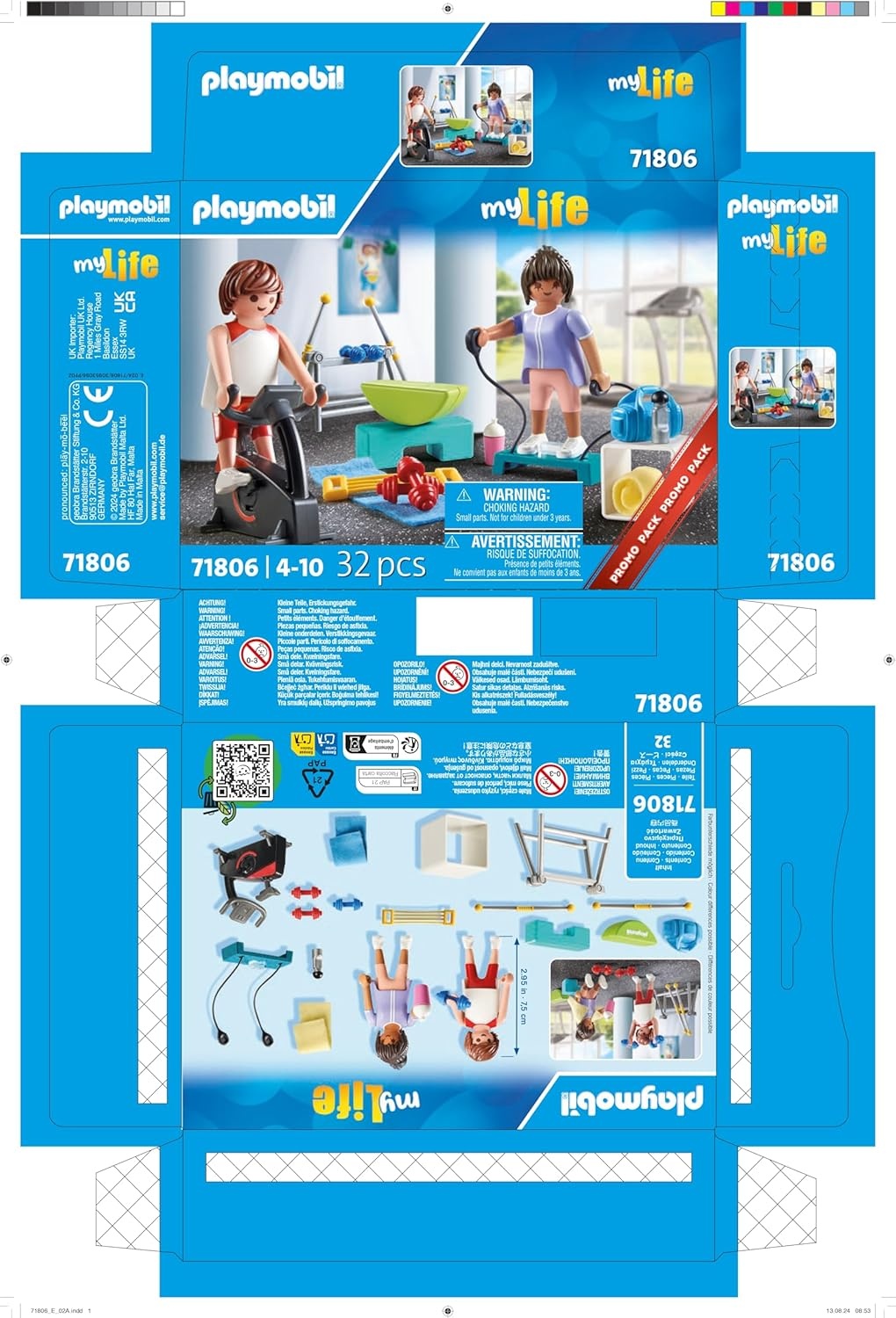 PLAYMOBIL 71806 - My Life: Fitnesstraining mit Heimtrainer & Zubehör Werbung, Plakat, Person, Spielbereich
