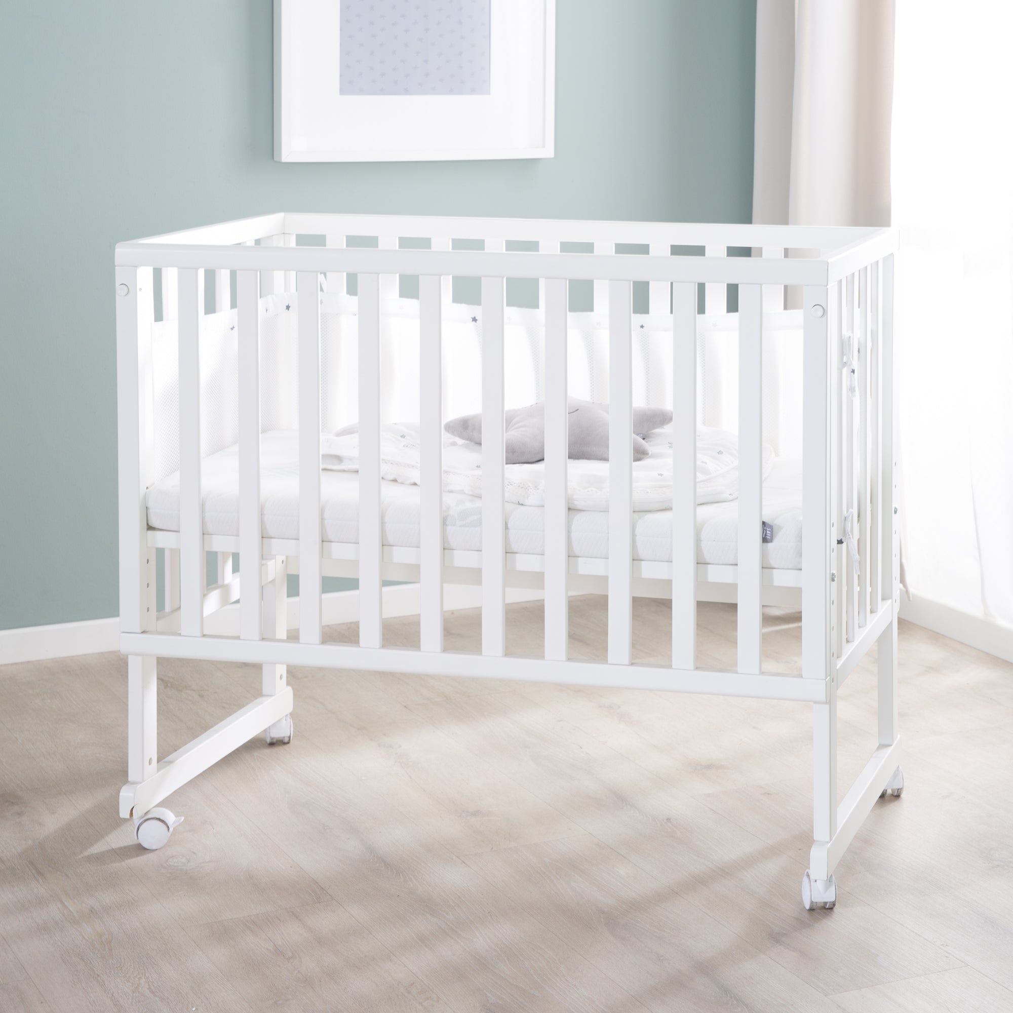 Roba 8961WE8M235 Stuben- Beistellbett 3in1, Barriere grau weiß – Stubenbetten - Bild 2 Roba 8961WE8M235 Stuben- Beistellbett 3in1, Barriere grau weiß – Stubenbetten - Produktbild 2