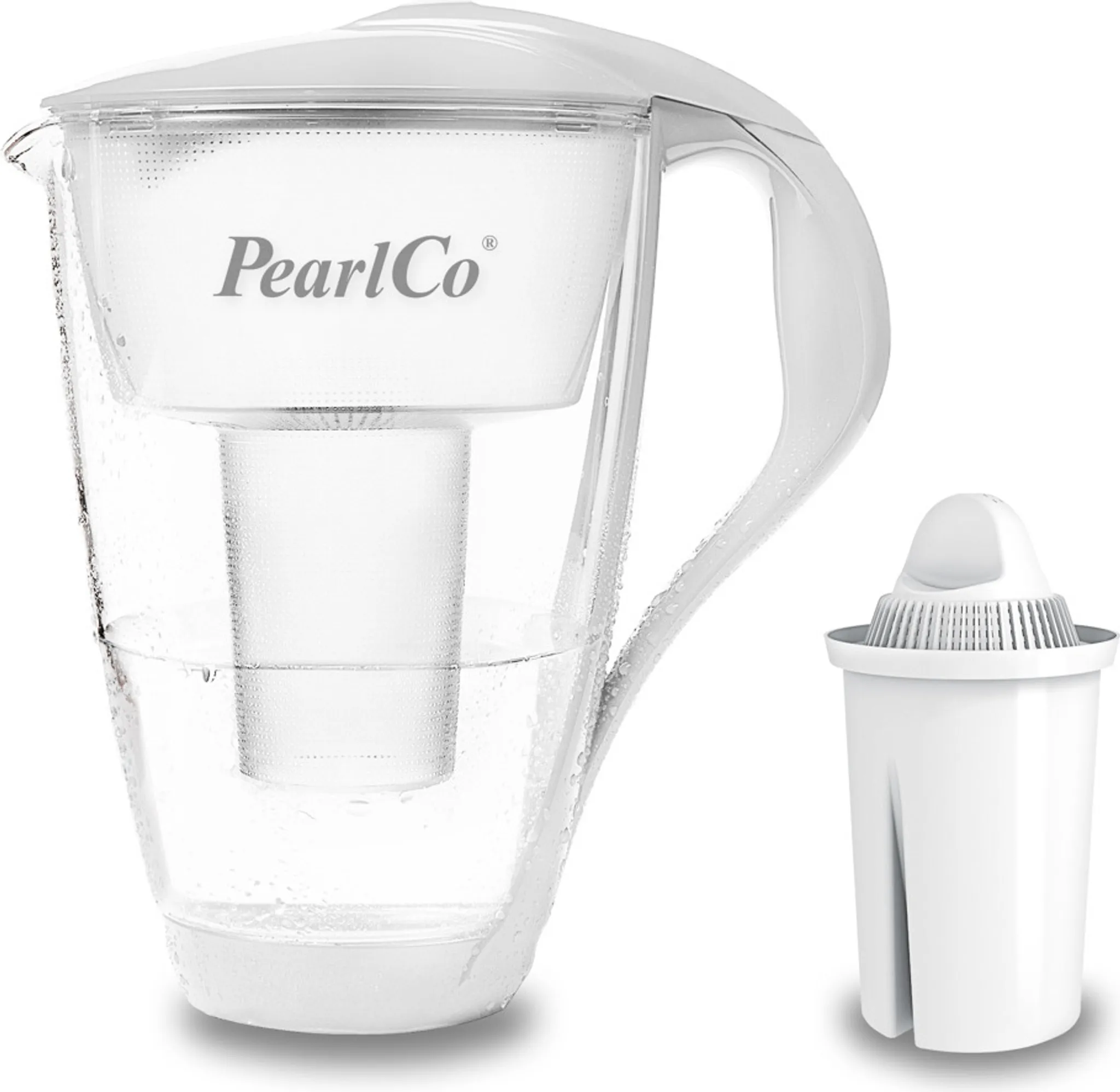 PEARLCO 235002 Glas-Wasserfilter inkl. 1 Kartusche Weiß