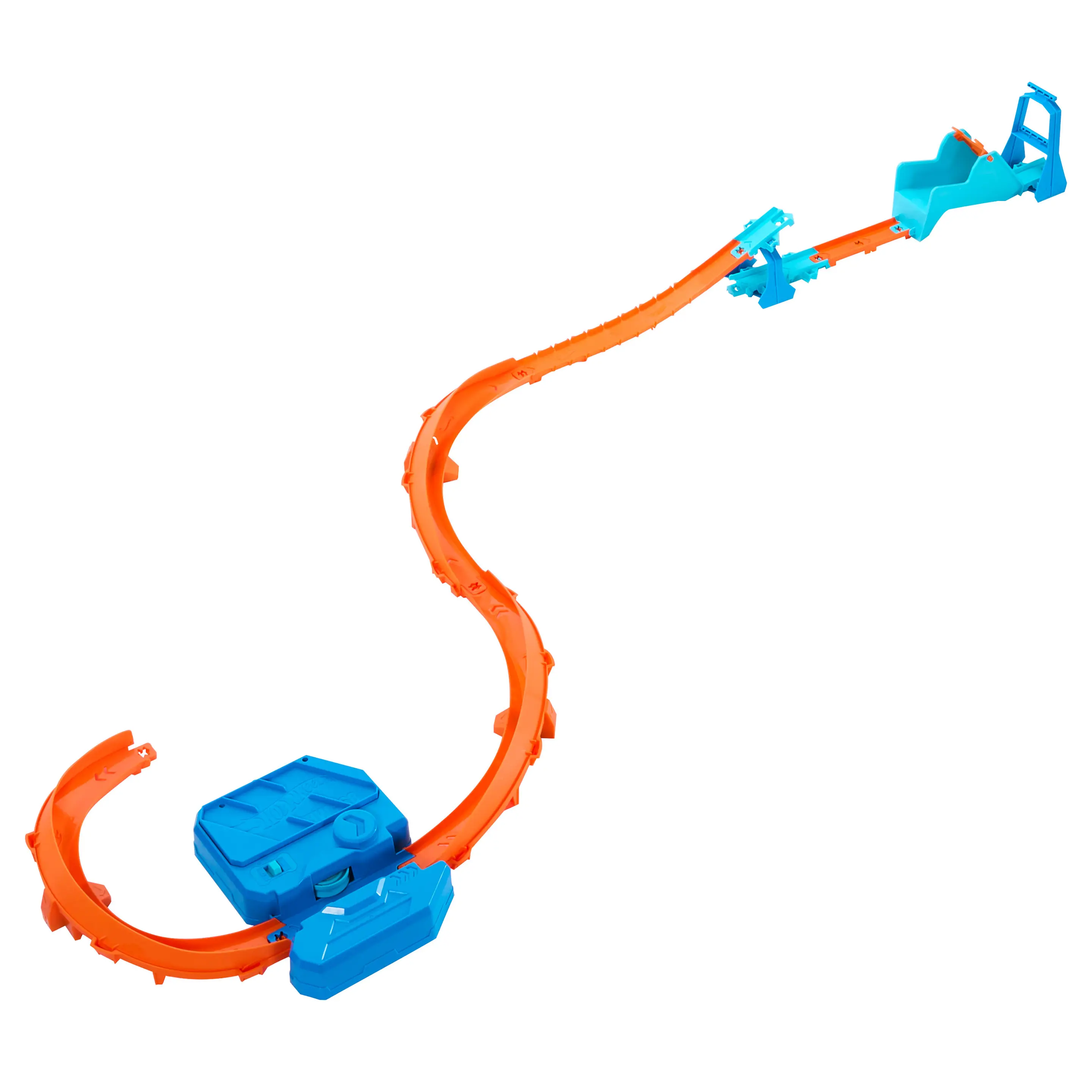 Hot Wheels Track Creator Beschleuniger-Sprung-Schnellstrecke-Set mit Spielzeugauto im Maßstab 1:64 und motorisiertem B Hot Wheels Track Creator Beschleuniger-Sprung-Schnellstrecke-Set mit Spielzeugauto im Maßstab 1:64 und motorisiertem B