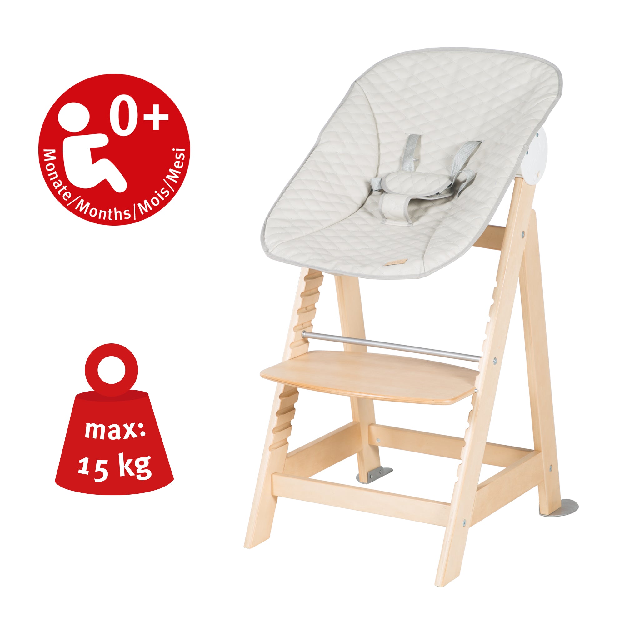 Roba 75063NAL245 Treppenhochstuhl, Set 2in1 Greyish natur lackiert - Bild 6 Roba 75063NAL245 Treppenhochstuhl, Set 2in1 Greyish natur lackiert - Produktbild 6