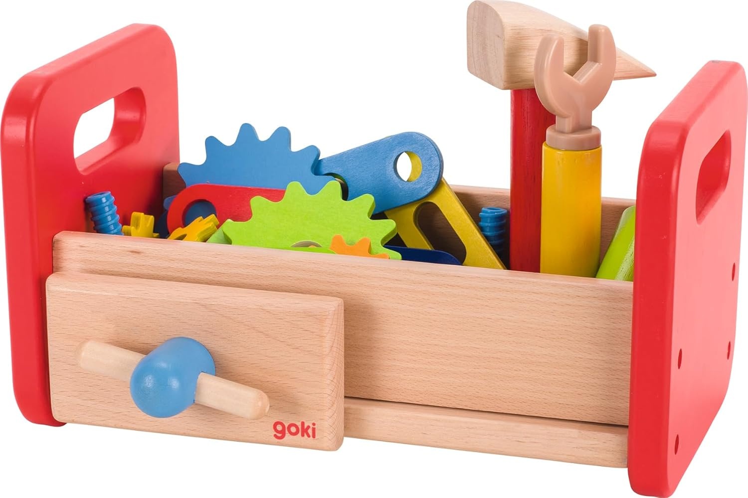 GOKI 58501 Werkbank – Holzspielzeug mit reichhaltigem Zubehör