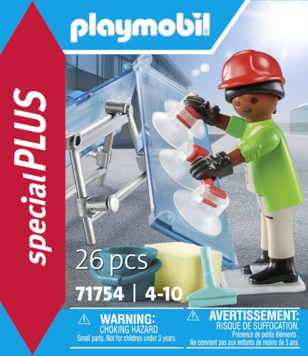 PLAYMOBIL 71754 - Special Plus: Glaser mit Glasscheiben und Zubehör Werbung, Plakat, Handschuh, Schutzhelm, Person
