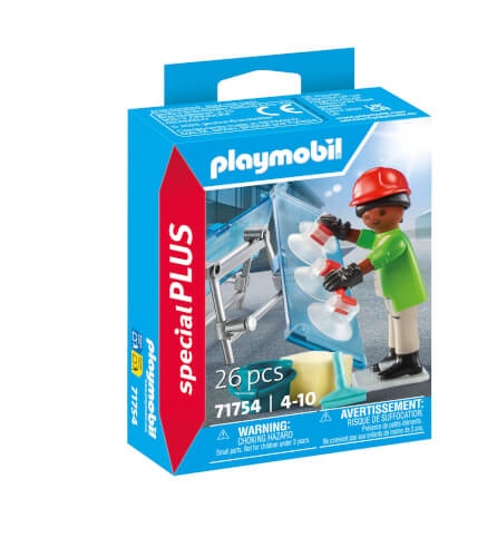 PLAYMOBIL 71754 - Special Plus: Glaser mit Glasscheiben und Zubehör Bekleidung, Schutzhelm, Helm, Handschuh, Person