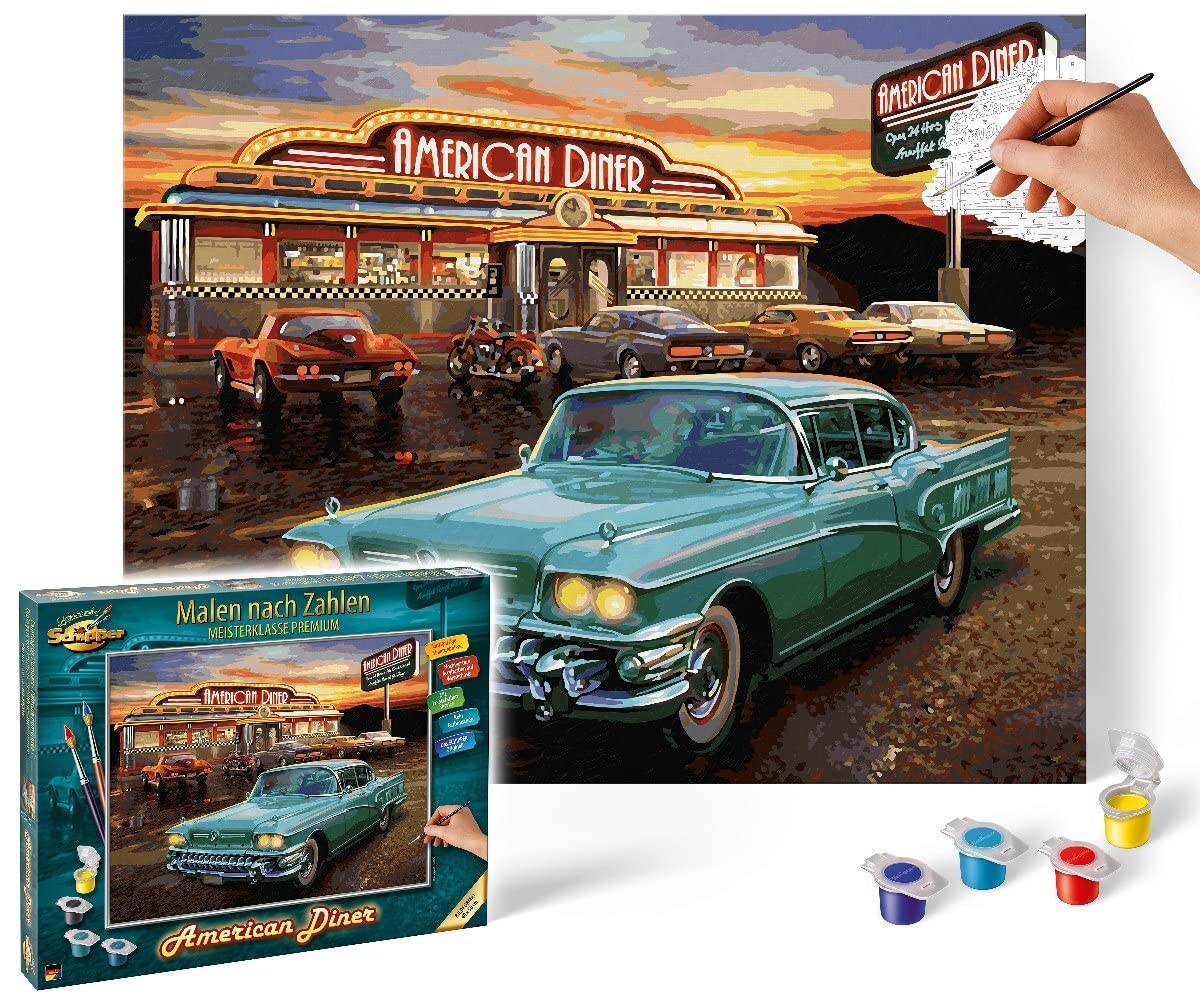 Schipper Mnz American Diner Nostalgisches Malset Im Retro-Stil 609130877 Auto, Sprach, Restaurant, Plakat