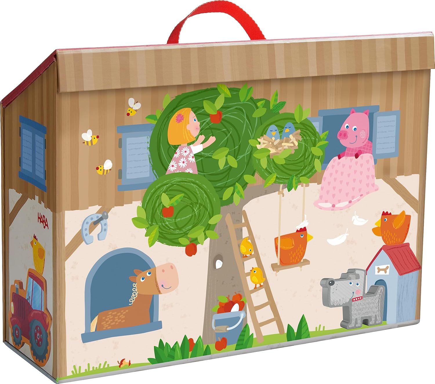 Haba - Spielwelt Bauernhof aus Holz mit Tieren und Bauernhaus 1306940001 Tasche, Tasche