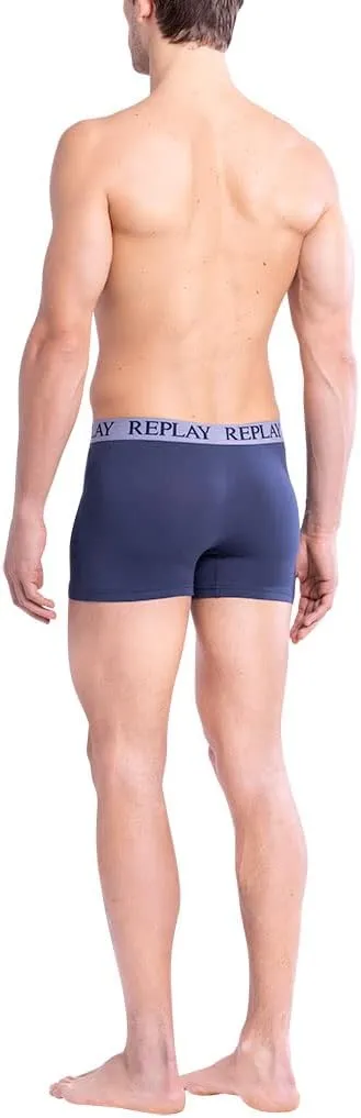 REPLAY Herren Boxershorts I101143IG – Indigo/Grau, 2er Pack Cotton-Stretch GR. L