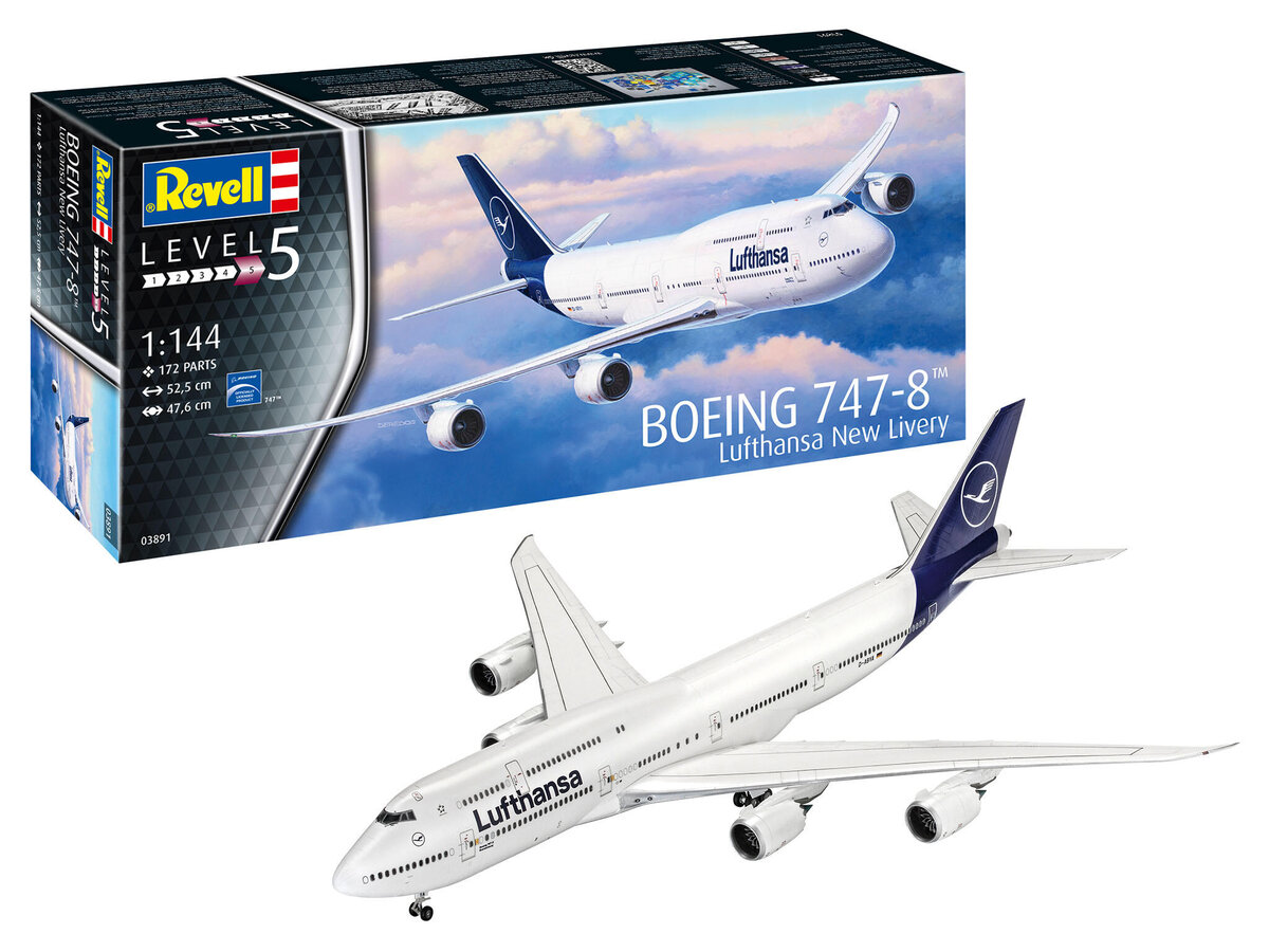 Revell_3891_Boeing_747-8_\"Lufthansa\"_New_Livery_Revell_Modellbausatz, Flugzeug, Verkehrsflugzeug, Fahrzeug, Flug