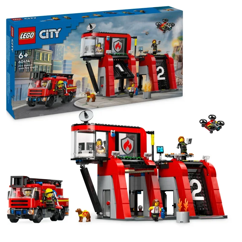 LEGO, 60414, Feuerwehrstation, Mit, Drehleiterfahrzeug