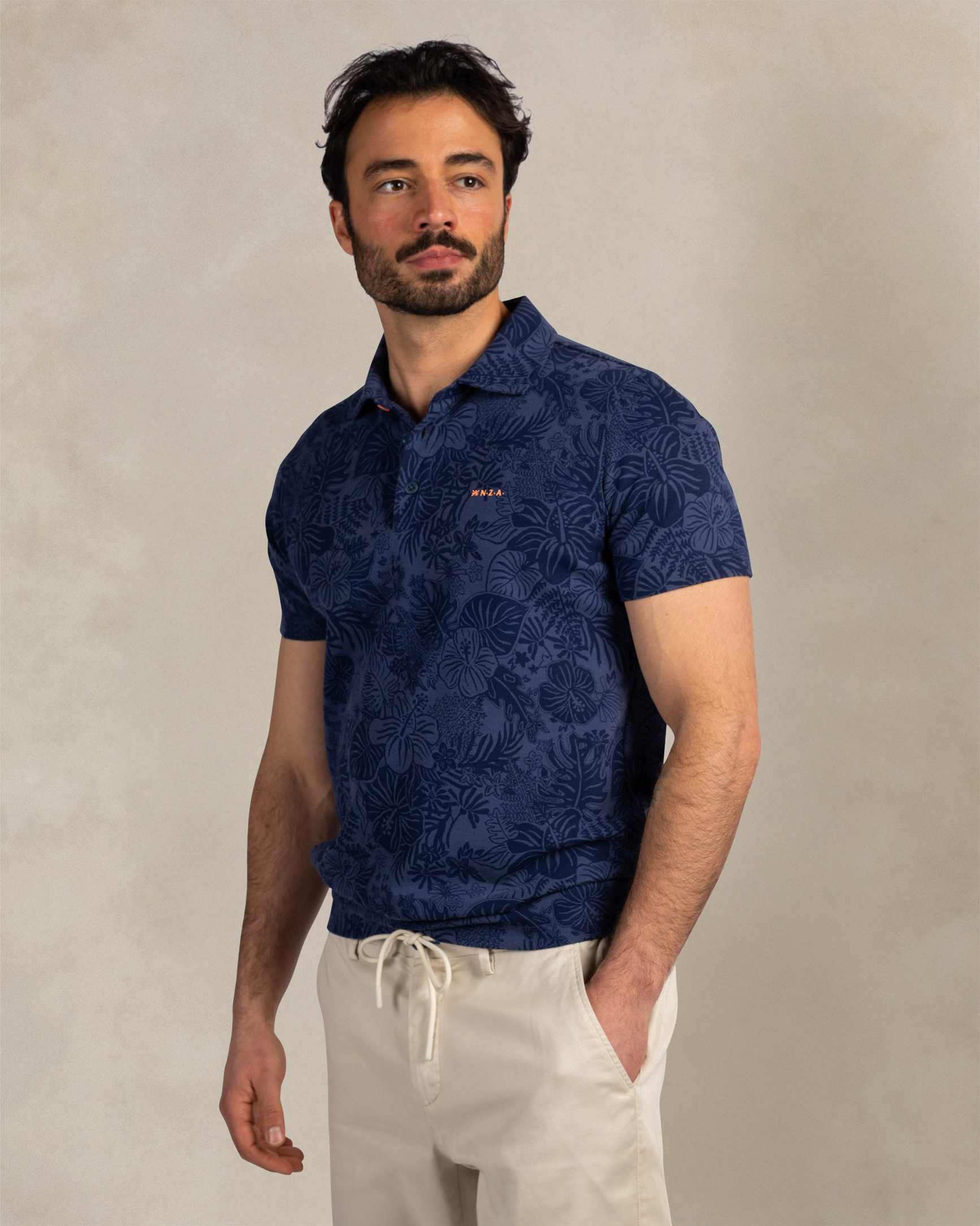NZA 26CN104NS Poloshirt - Blau / Hawaii - Bild 5 NZA 26CN104NS Poloshirt - Blau / Hawaii - Bild 5