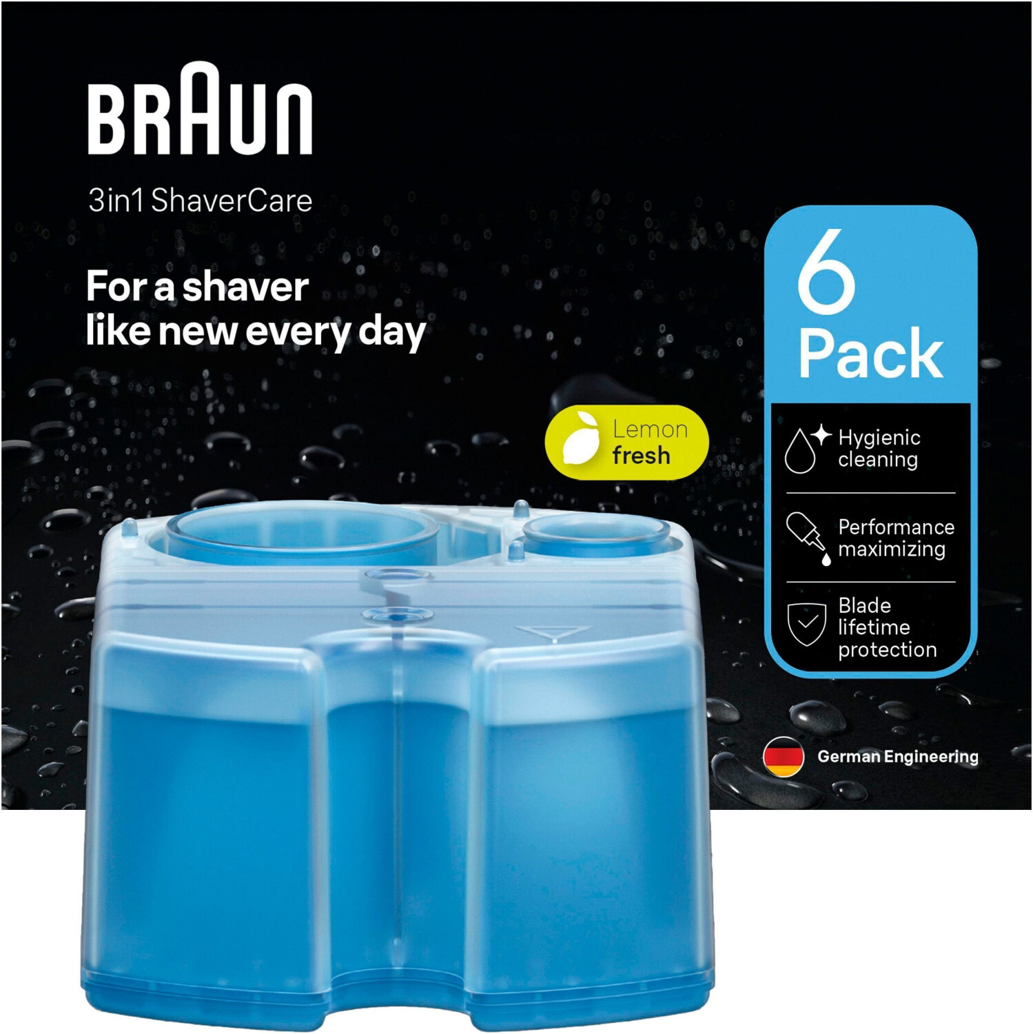 Braun 3in1 ShaverCare Reinigungskartuschen für Rasierer 6 Stück Werbung, Werbung