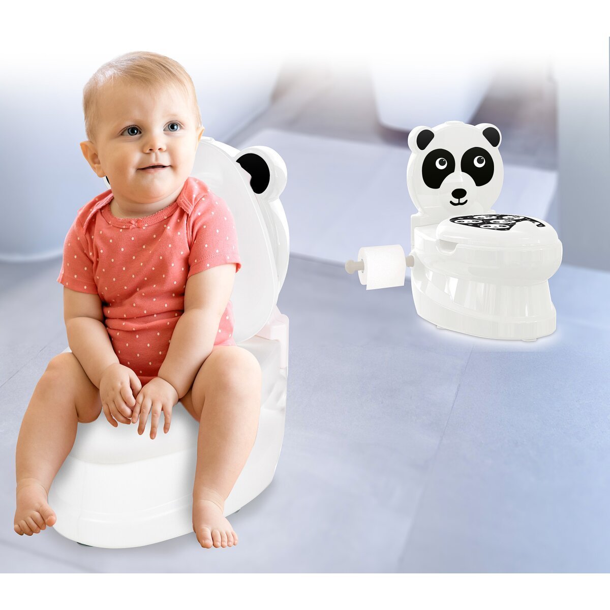JAMARA Meine kleine Toilette Panda mit Spülsound und Toilettenpapierhalter ab 18 Monaten