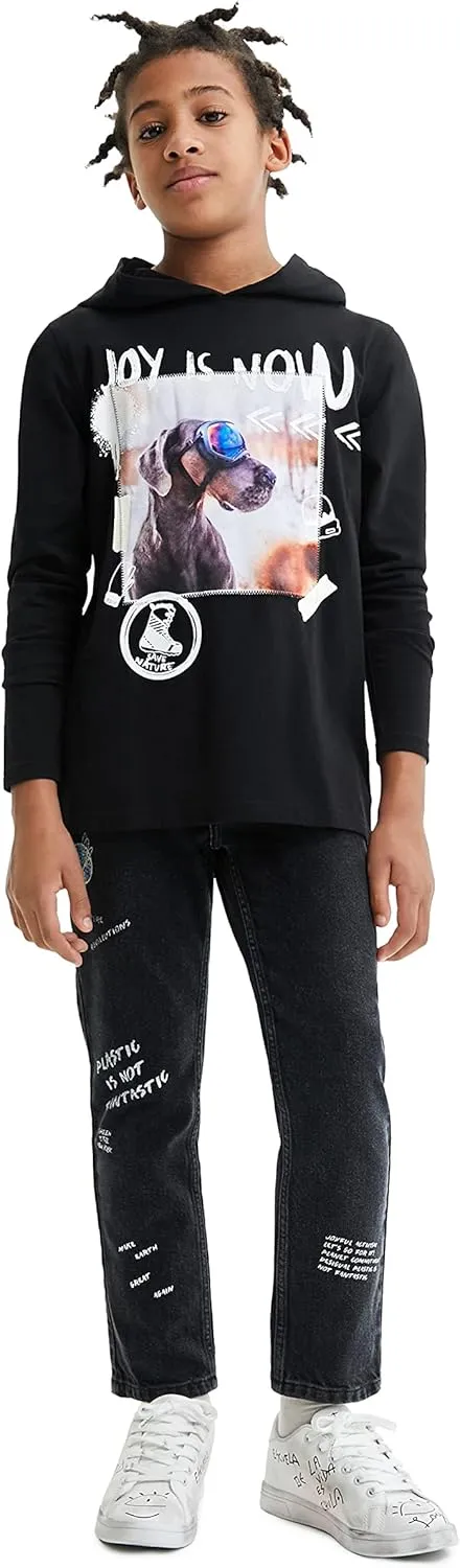 Desigual Jungen Langarmshirt - Schwarz Baumwolle 22WBTK10/2000 Desigual Jungen Langarmshirt - Schwarz Baumwolle 22WBTK10/2000