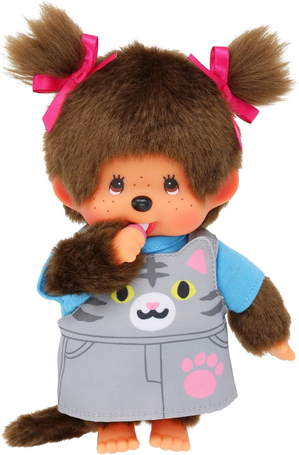 Monchhichi Animal Dress Kitten 20cm - Süßes Monchhichi Mädchen im Katzenkleid Puppe, Spielzeug