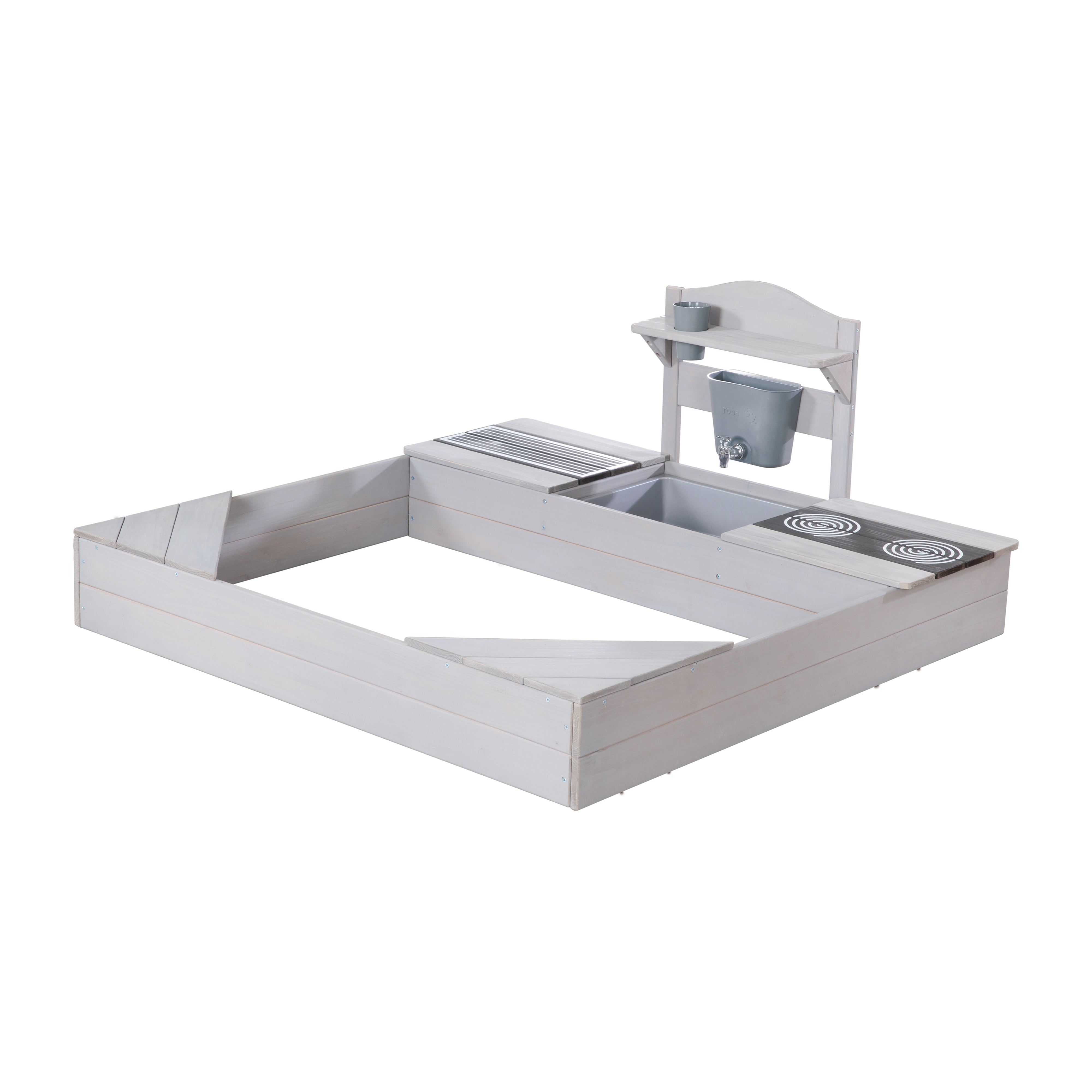 Roba 456061GAZU Sandkasten mit Matschküche + Plane grau – Outdoor + - Produktbild 3