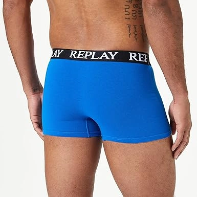 REPLAY Herren Boxershorts I101102BBG - Schwarz/Grau/Blau, 3er Pack mit Logo-Bund REPLAY Herren Boxershorts I101102BBG - Schwarz/Grau/Blau, 3er Pack mit Logo-Bund