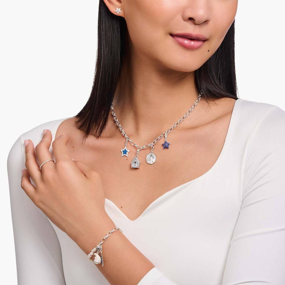 Thomas Sabo Anhänger Charm-Club Stern M Blauem Stein 2043-496-7 Zubehor, Anhänger, Schmuck, Halskette