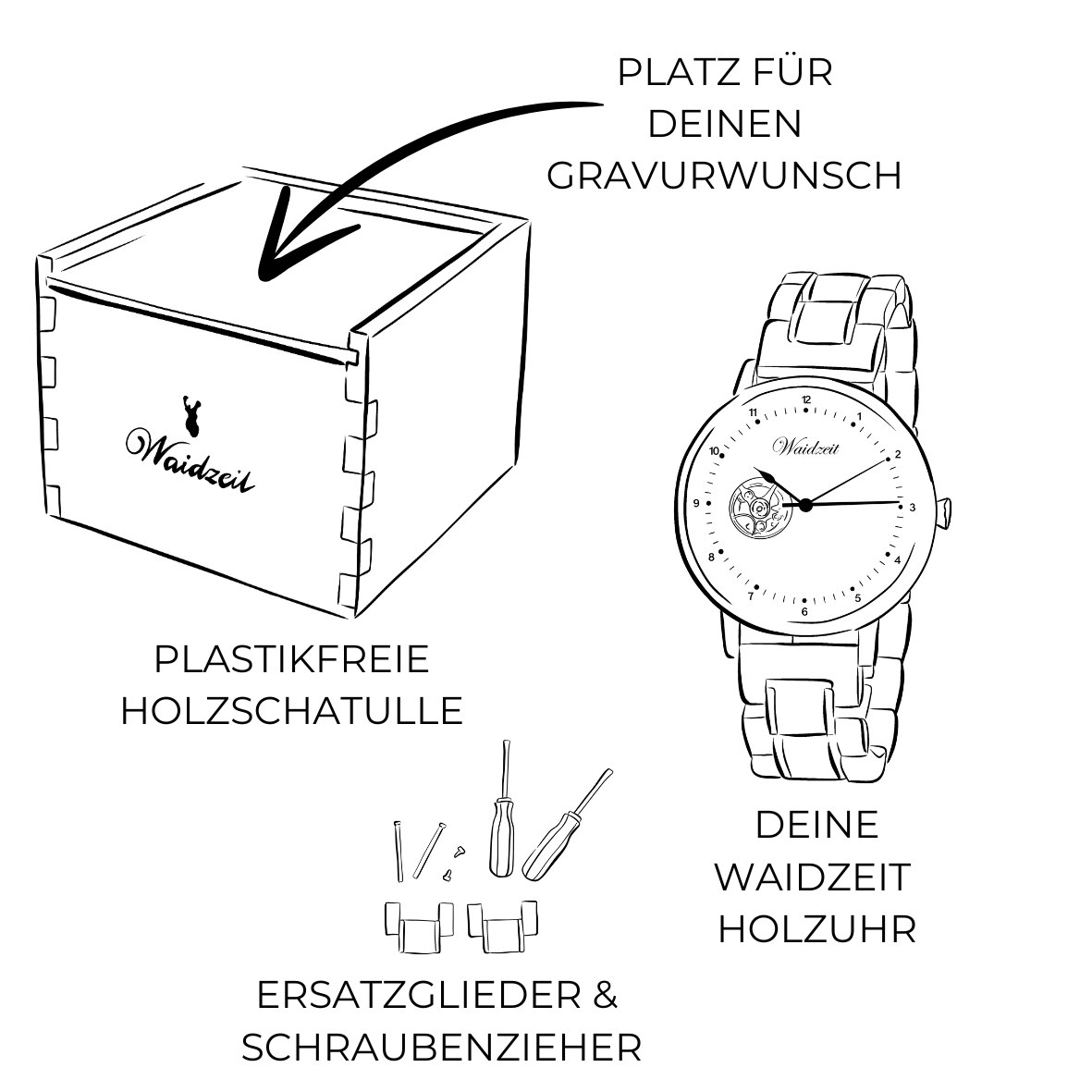 WAIDZEIT WA01W Herrenuhr Waldlich Automatik Walnuss