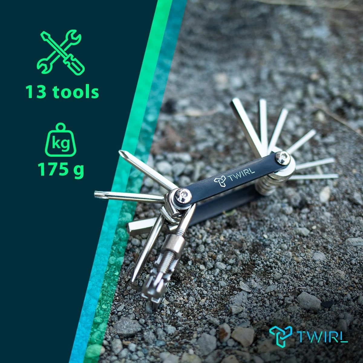TWIRL 880961 – Falt-Werkzeugset F13 One Schwarz/Silber