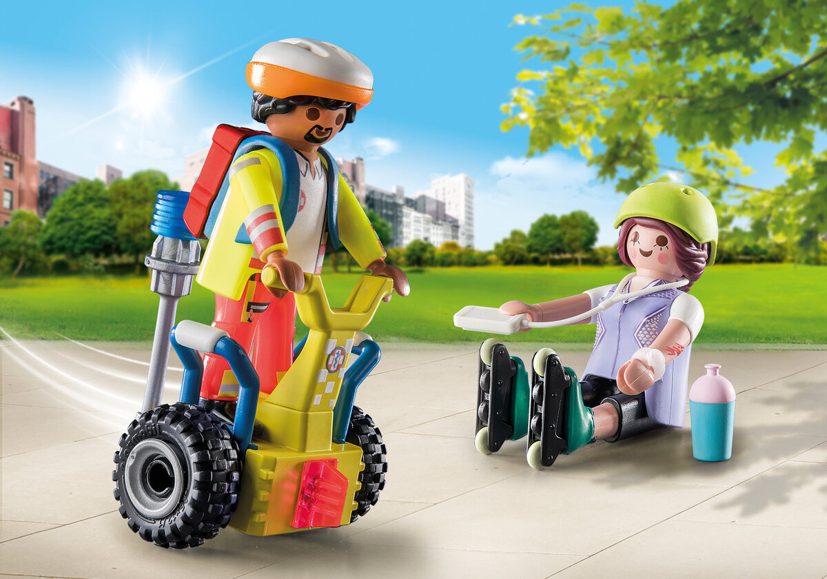 PLAYMOBIL 71257 Starter Pack Rettung mit Balance-Racer Rad, Schutzhelm, Helm, Person, Spielzeug