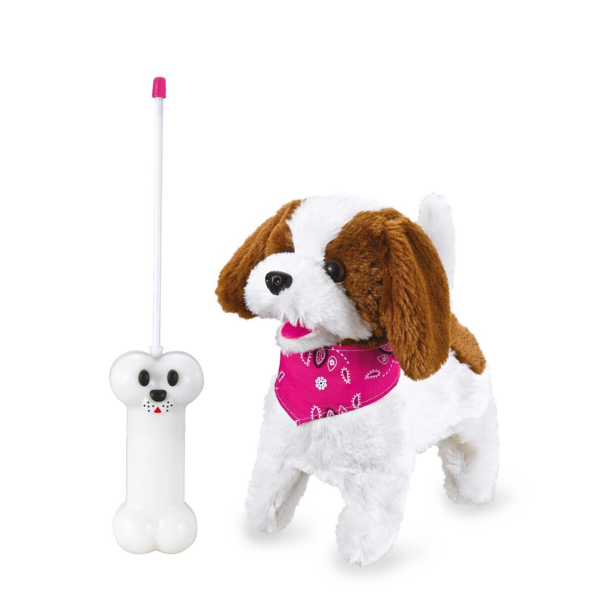 JAMARA Lucky RC Plüschhund Weiss/Braun 27MHz ab 3 Jahren