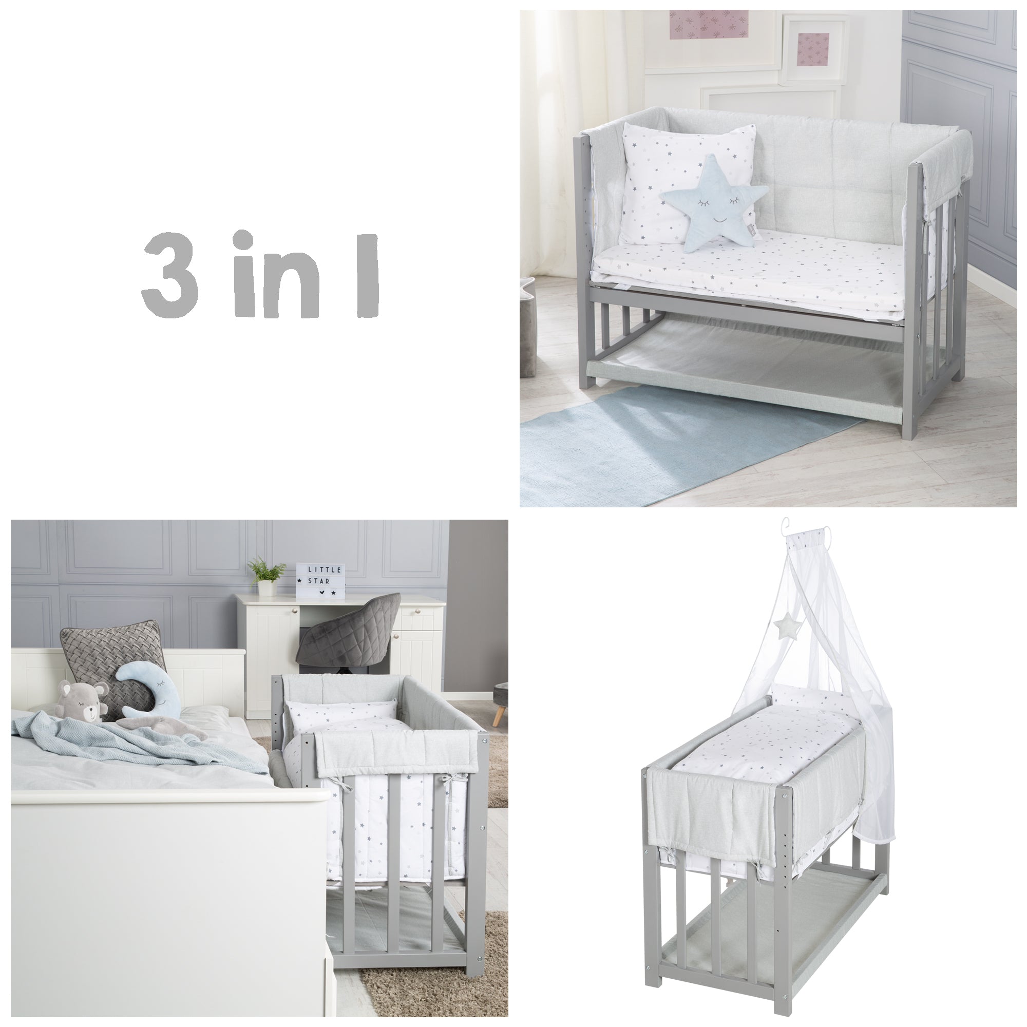 Roba 289153TPV235 Stubenbett 3in1 Sternenzauber grau taupe – Stubenbetten - Bild 6 Roba 289153TPV235 Stubenbett 3in1 Sternenzauber grau taupe – Stubenbetten - Produktbild 6