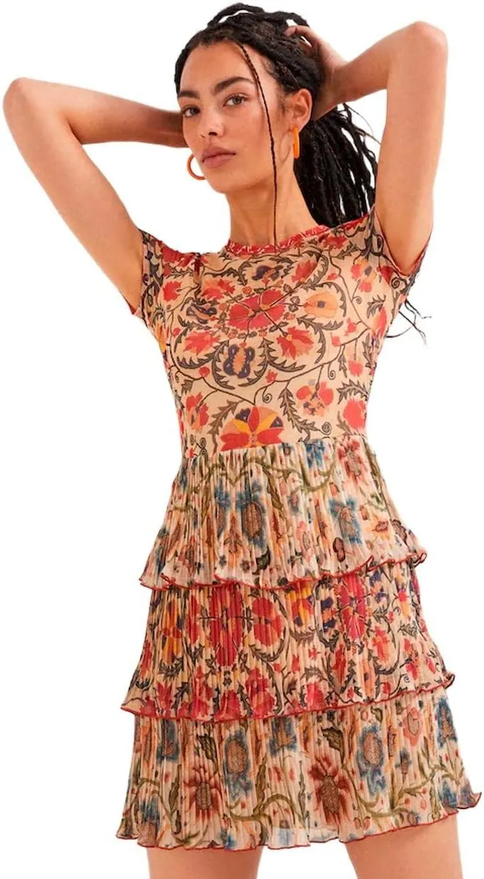 Desigual Damen Kleid - Mehrfarbig mit Blumenmuster 22SWVK51 GR. L Desigual Damen Kleid - Mehrfarbig mit Blumenmuster 22SWVK51 GR. L