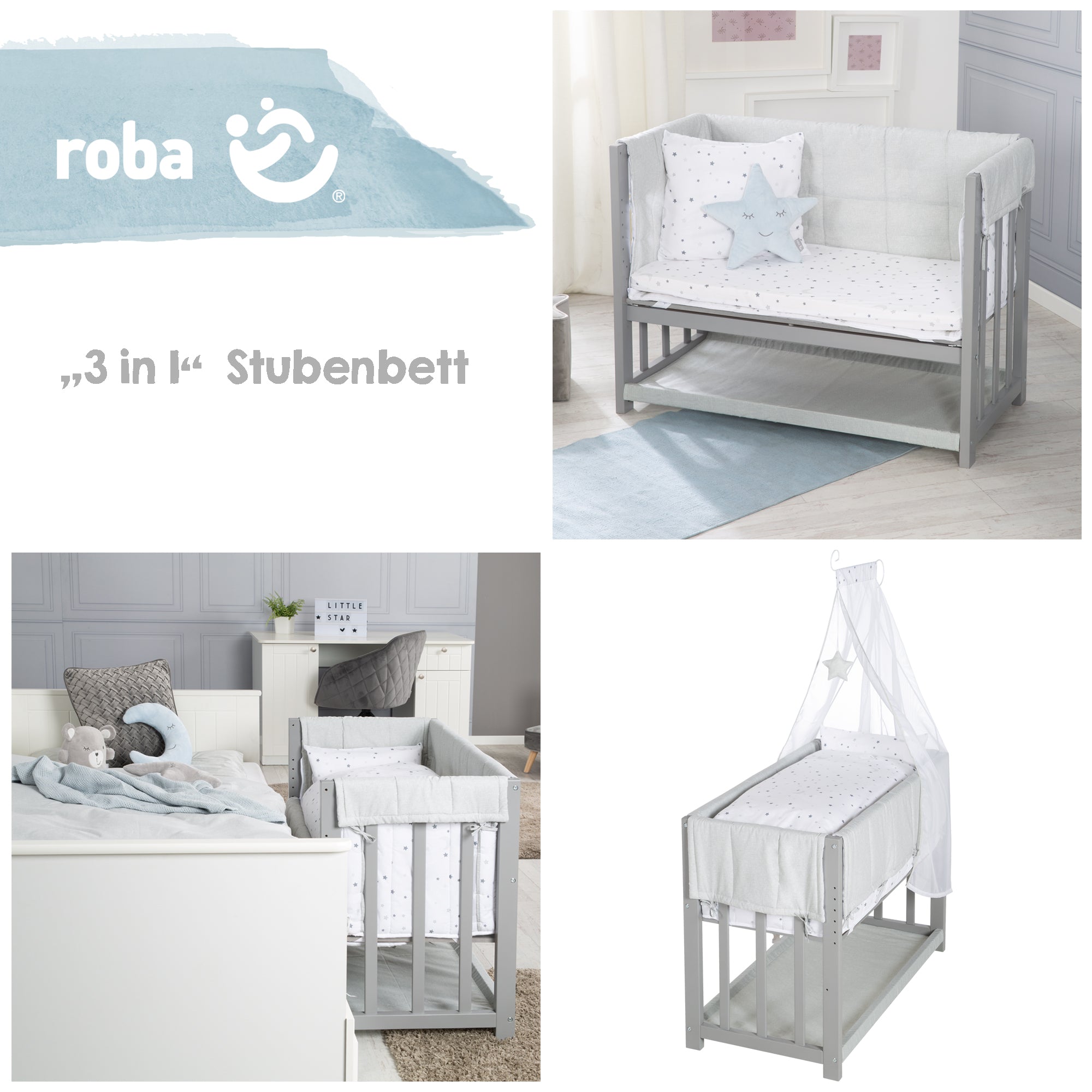 Roba 289153TPV235 Stubenbett 3in1 Sternenzauber grau taupe – Stubenbetten - Bild 10 Roba 289153TPV235 Stubenbett 3in1 Sternenzauber grau taupe – Stubenbetten - Produktbild 10