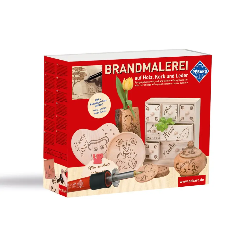 PEBARO Bastelset Brandmalerei Brandmal-Geschenk-Set inkl. Holz