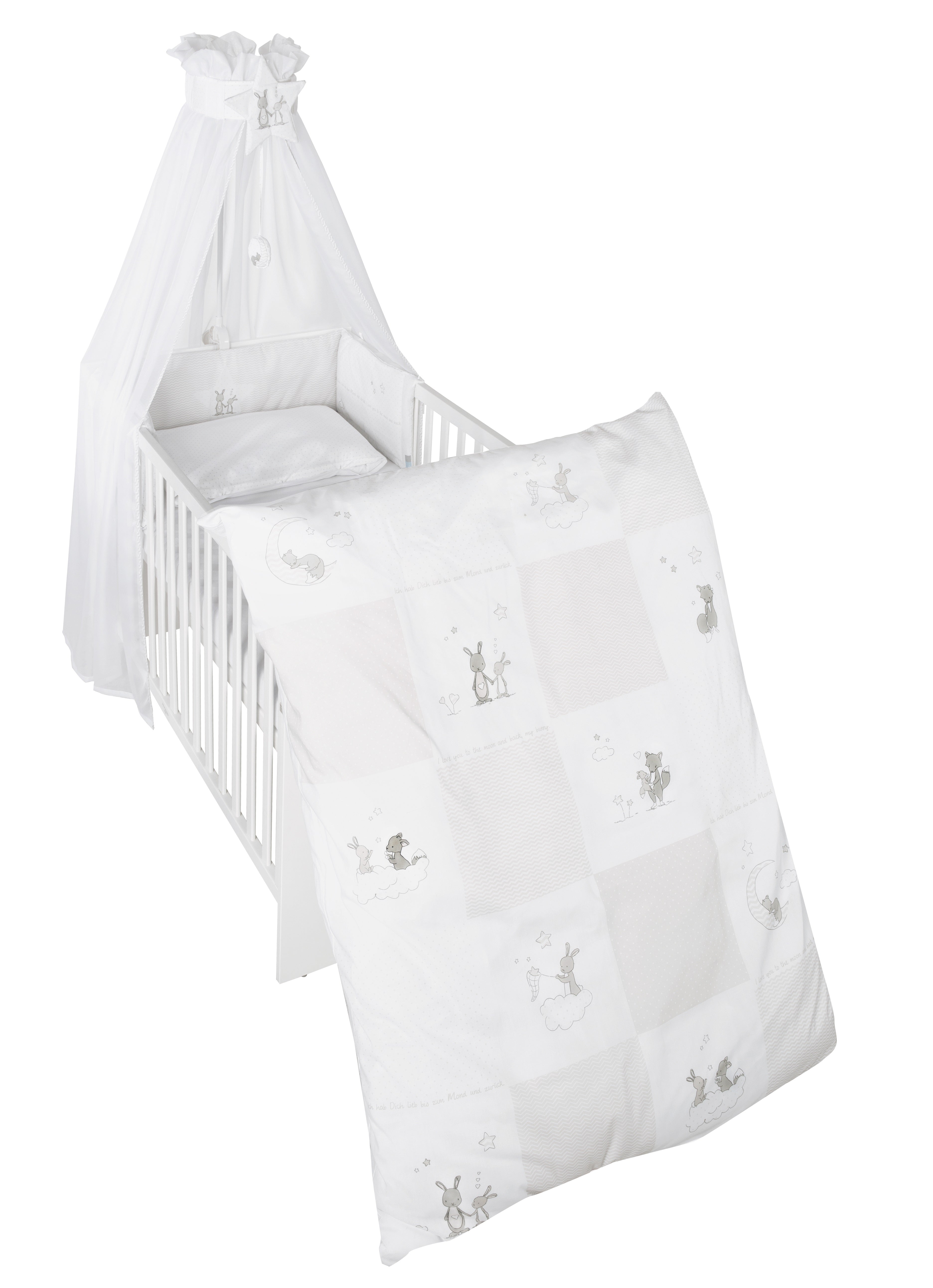 Roba 1492S168 Kinderbettgarnitur Fox & Bunny grau – Bettwäschen - grau - Bettwäschen - Produktbild 1