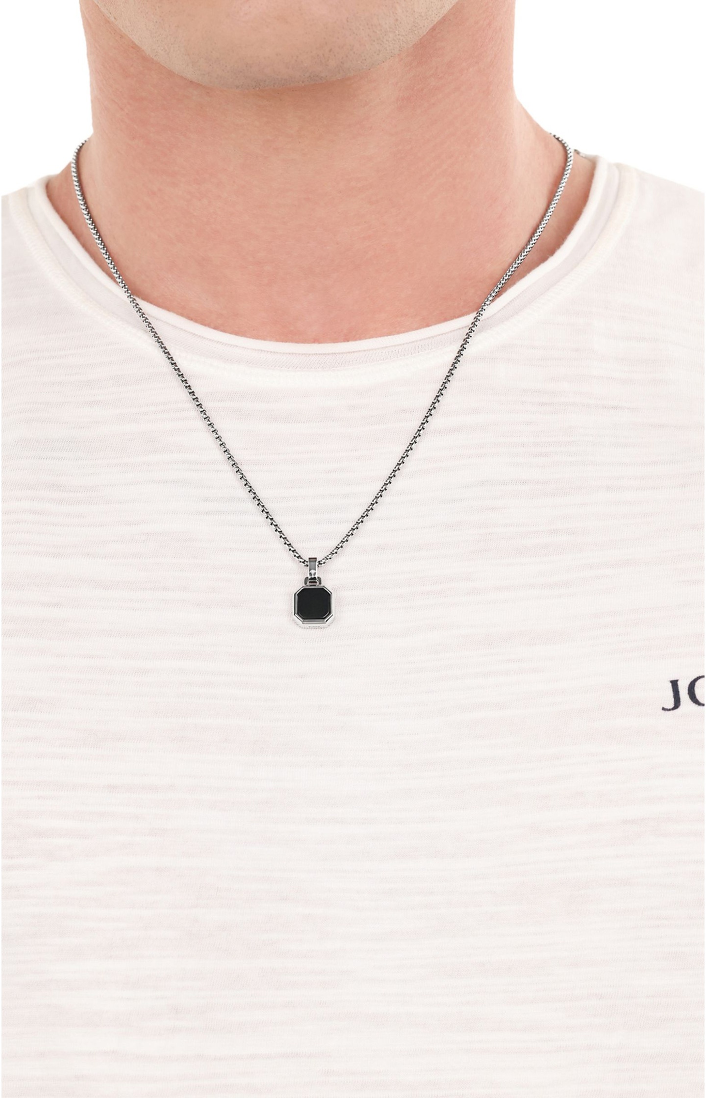 JOOP! Halskette Herren aus Edelstahl, Venezianerkette mit Anhänger und Linienstein, 55+5 cm JOOP! Halskette Herren aus Edelstahl, Venezianerkette mit Anhänger und Linienstein, 55+5 cm
