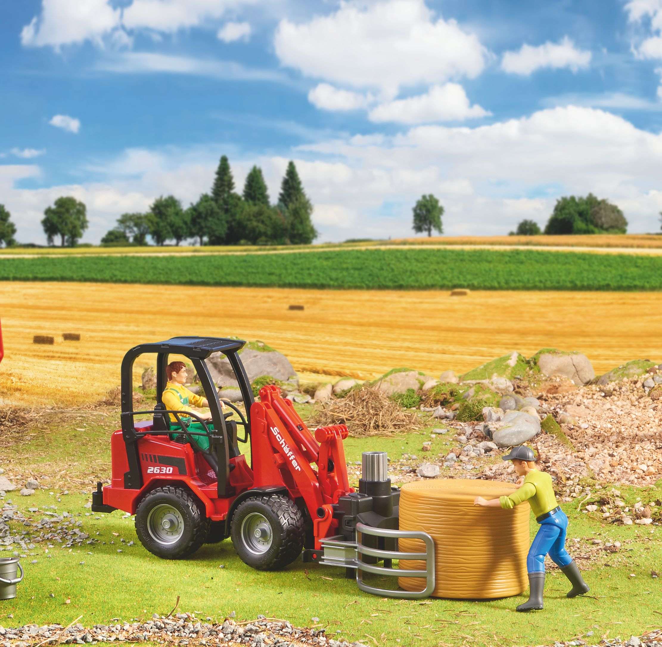 BRUDER 02192 - Schäffer Hoflader 2630 mit Ballengreifzange mit 1 Rundballen - Bild 6