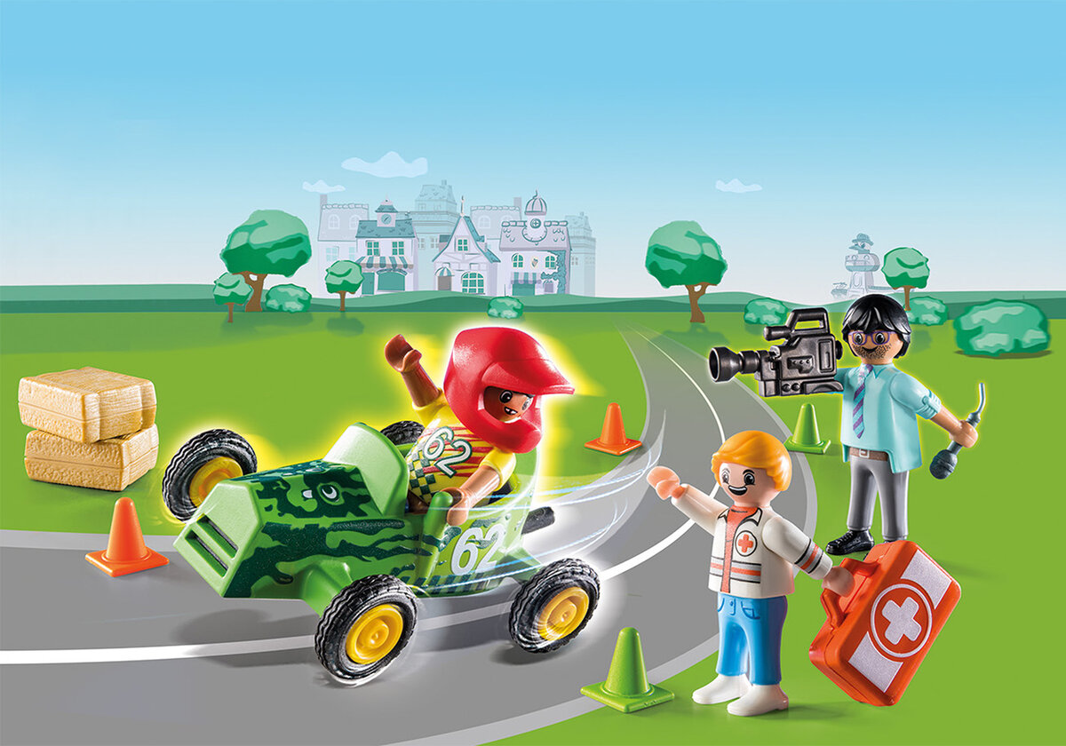 PLAYMOBIL 70919 DUCK ON CALL - Notarzt Action. Hilf dem Rennfahrer! Gras, Rad, Person, Rasen, Erste Hilfe