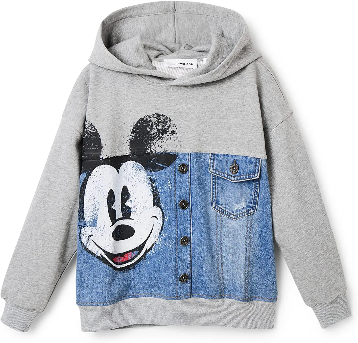 Desigual Jungen Sweatshirt - Grau mit Mickey-Mouse-Denim-Print 22WBSK03 GR. L Desigual Jungen Sweatshirt - Grau mit Mickey-Mouse-Denim-Print 22WBSK03 GR. L