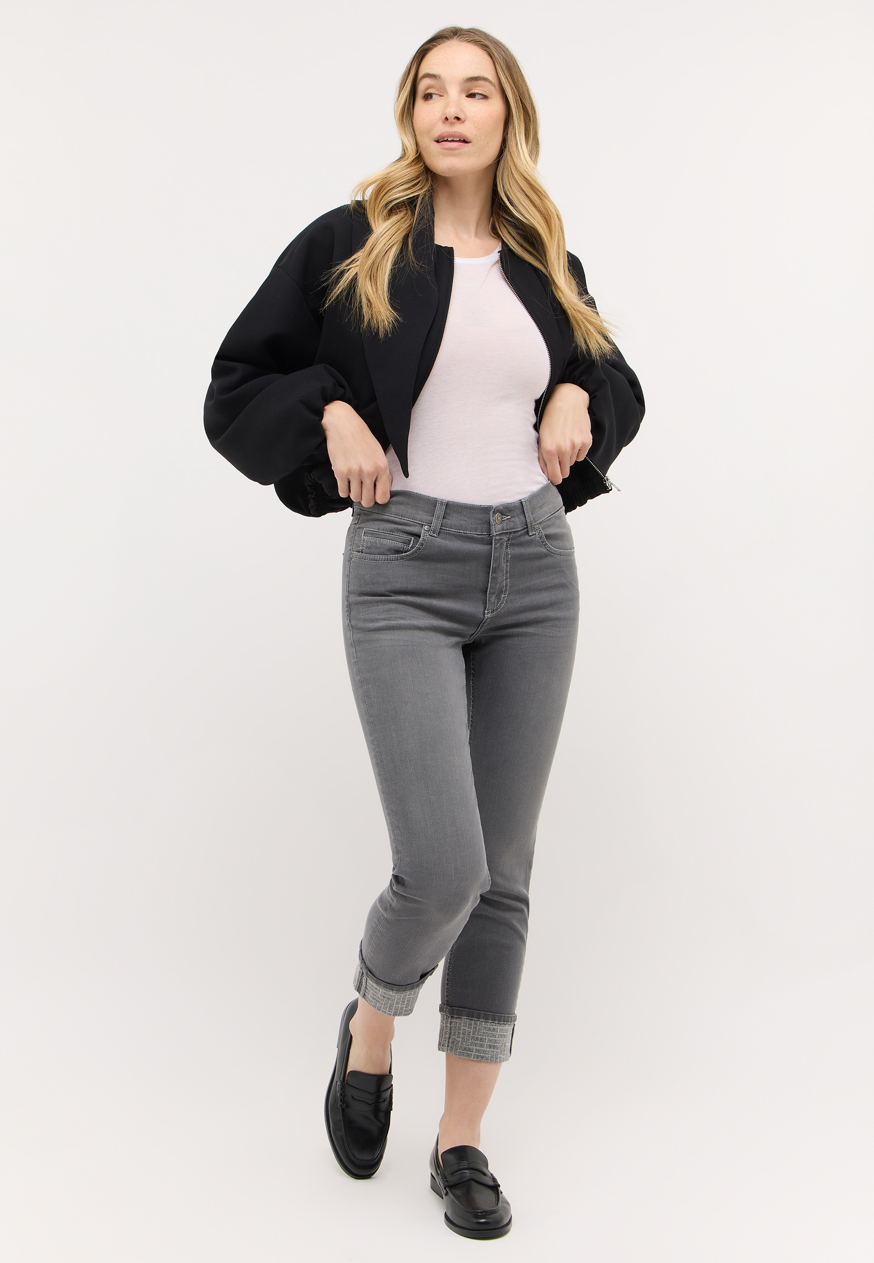 ANGELS 346345500 Damen Jeans Cira Edgy 7/8 Slim Fit - Grau - 4
