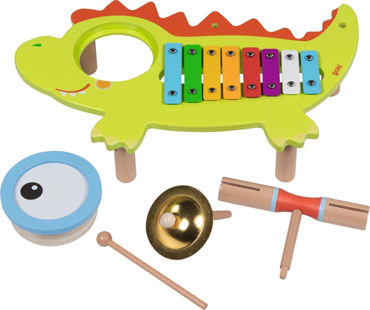 GOKI Musikstation Krokodil mit Notenheft - Musikalisches Multitalent für Kinder ab 4 Jahren Musikinstrument, Band, Xylophon