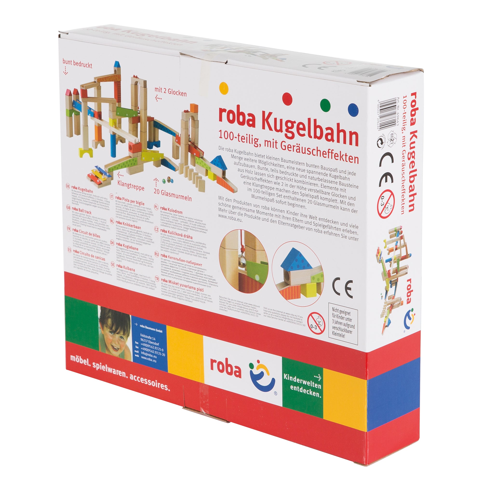 Roba 69643 Kugelbahn 100-teilig bunt – Motorik & Lernen - Bild 11 Roba 69643 Kugelbahn 100-teilig bunt – Motorik & Lernen - Produktbild 11