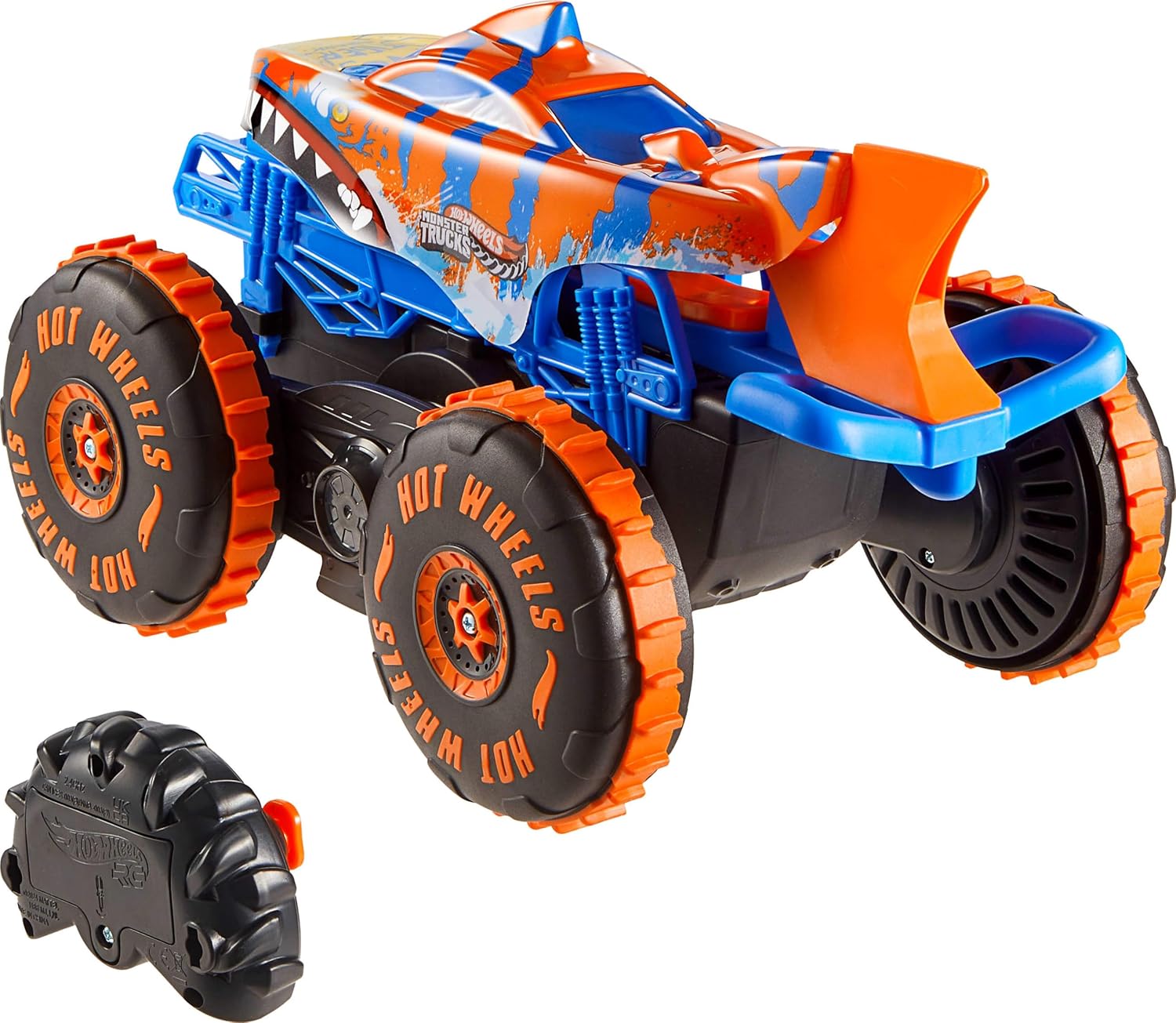 Hot Wheels Monster Trucks Tiger Shark Climber RC mit Fernbedienung JFR39 Buggy, Transport, Fahrzeug, Rasenmäher, Werkzeug