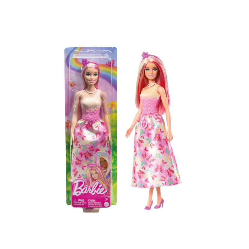 Barbie, Royal, Puppe, Blond-Pinke, Haare, Schmetterlingsrock, &, Bunte, Accessoires, HRR08