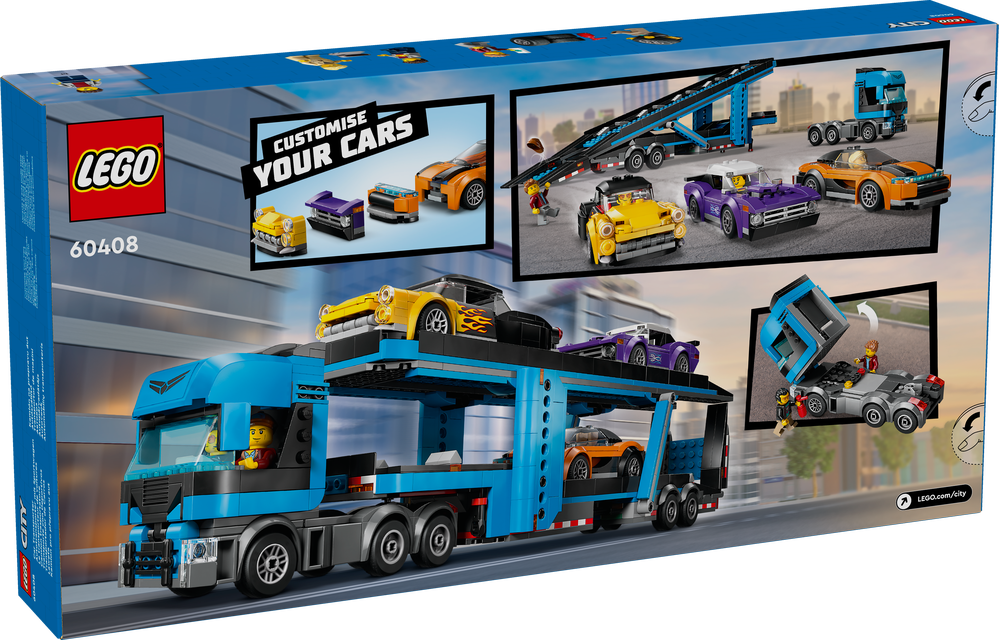 LEGO® City Autotransporter mit Sportwagen 60408 Anhänger-LKW, Lastwagen, Fahrzeug, Auto, Rad