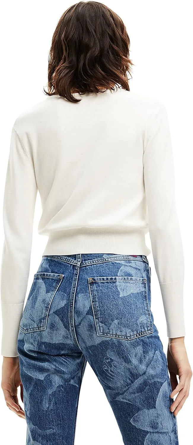 Desigual Damen Pullover - Strickpullover mit „Lime“ Paillettenmotiv 22WWJF311000 GR. S Desigual Damen Pullover - Strickpullover mit „Lime“ Paillettenmotiv 22WWJF311000 GR. S
